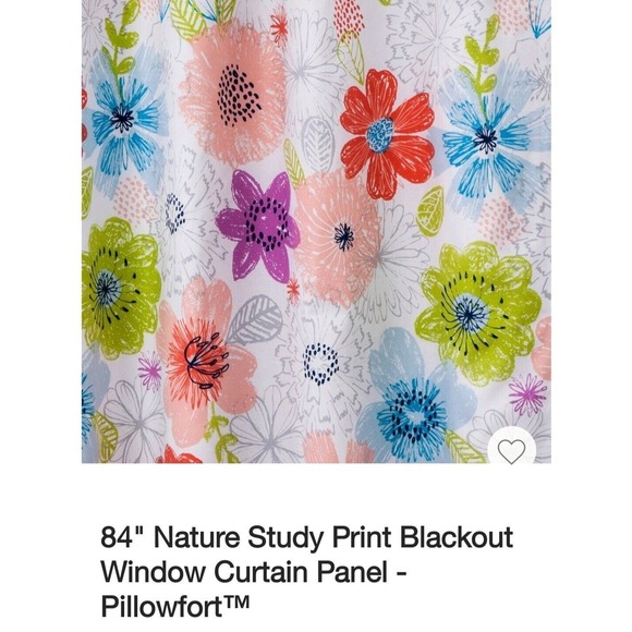 Pillowfort Nature Study Print Blackout Window Curtain 42" x 84" 1 Panel New - Picture 5 of 6